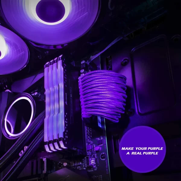 Purple_04_KOZYFOX Sleeve Extension Power Supply Cable Custom Mod Braided Cable Kit with Combs, 18AWG ATX, 1 x 24P (20+4), 2 x 8P (4+4) CPU, 2 x 8P (6+2) GPU Set, 11.8 inch 30cm
