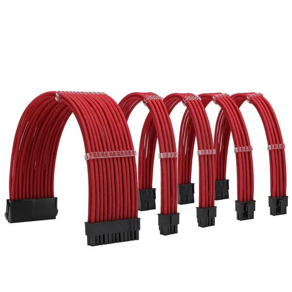 Red_01_KOZYFOX Custom Sleeved Power Supply Cable Extension Kit Braided Cable Kit with Combs, 18AWG ATX, 1 x 24P (20+4), 2 x 8P (4+4) CPU, 2 x 8P (6+2) GPU Set, 11.8 inch 30cmRed_01_KOZYFOX Sleeved PSU Extension Cable Kit Custom Mod Braided Cable Kit with Combs, 18AWG ATX, 1 x 24P (20+4), 2 x 8P (4+4) CPU, 2 x 8P (6+2) GPU Set, 11.8 inch 30cm