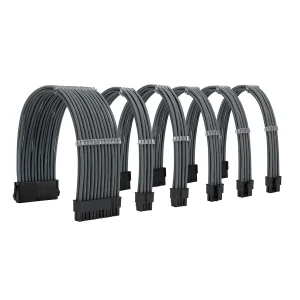 6 pack_Gray_01_KOZYFOX Sleeve Extension Power Supply Cable Custom Mod Braided Cable Kit with Combs, 18AWG ATX, 1 x 24P (20+4), 2 x 8P (4+4) CPU, 2 x 8P (6+2) GPU Set, 11.8 inch 30cm