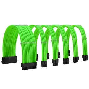 6 pack_Neon Green_01_KOZYFOX Sleeve Extension Power Supply Cable Custom Mod Braided Cable Kit with Combs, 18AWG ATX, 1 x 24P (20+4), 2 x 8P (4+4) CPU, 2 x 8P (6+2) GPU Set, 11.8 inch 30cm