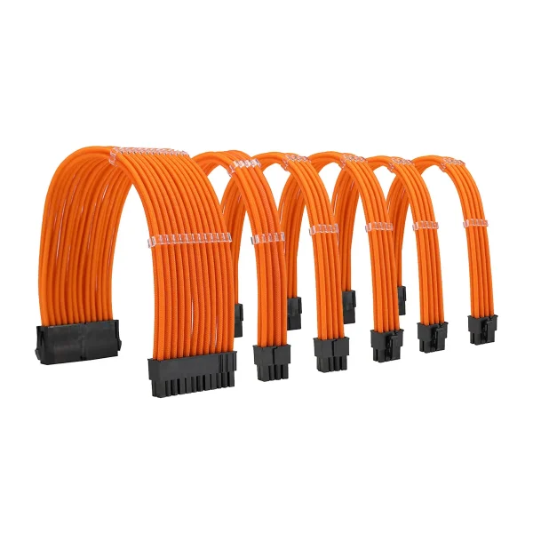 6 pack_Orange_01_KOZYFOX Sleeve Extension Power Supply Cable Custom Mod Braided Cable Kit with Combs, 18AWG ATX, 1 x 24P (20+4), 2 x 8P (4+4) CPU, 3 x 8P (6+2) GPU Set, 11.8 inch 30cm