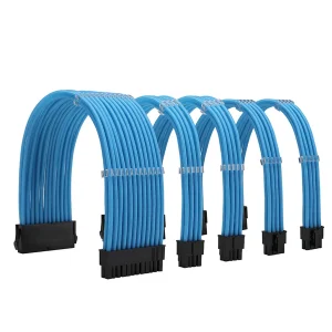 Light Blue_001_KOZYFOX Sleeve Extension Power Supply Cable Custom Mod Braided Cable Kit with Combs, 18AWG ATX, 1 x 24P (20+4), 2 x 8P (4+4) CPU, 2 x 8P (6+2) GPU Set, 11.8 inch 30cm