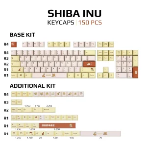 Shiba Inu Keycaps Mechanical Keyboard Keycaps Dye Sub PBT Keycaps 150 Pcs 01